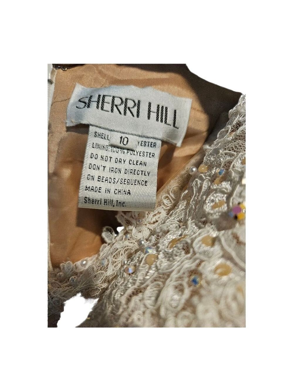 Sherri Hill Ivory Nude Lace Wedding Dress US 10 - Picture 11 of 15